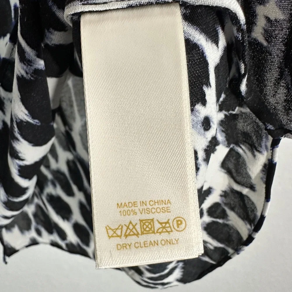 Kate Spade‎ Crepe Animal Print Cap Sleeve Blouse Top Black Blue Size 0 Work
